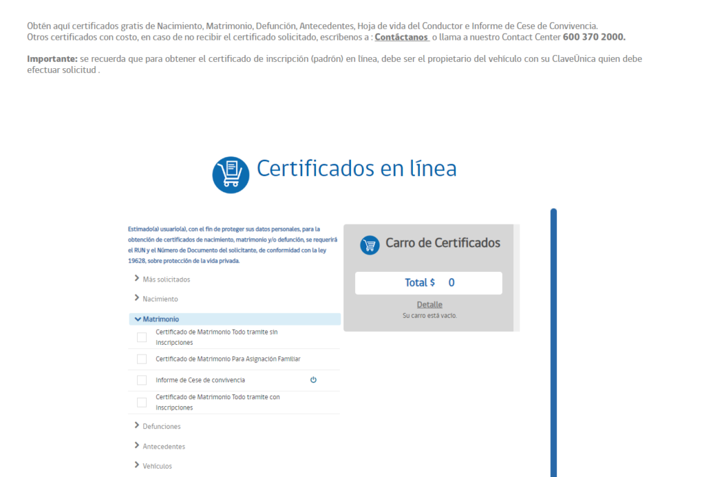 Paso 3 para Obtener un Certificado de Matrimonio online gratis en Chile